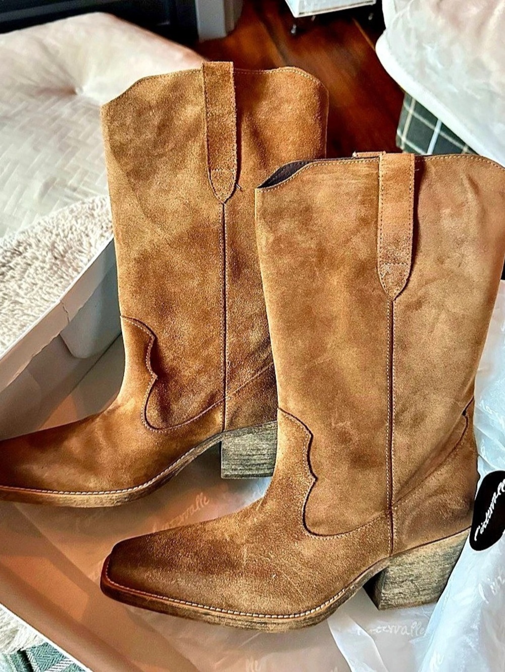 L’Intervalle Western Boot Brown Heeled Boots in Caramel Sz 39